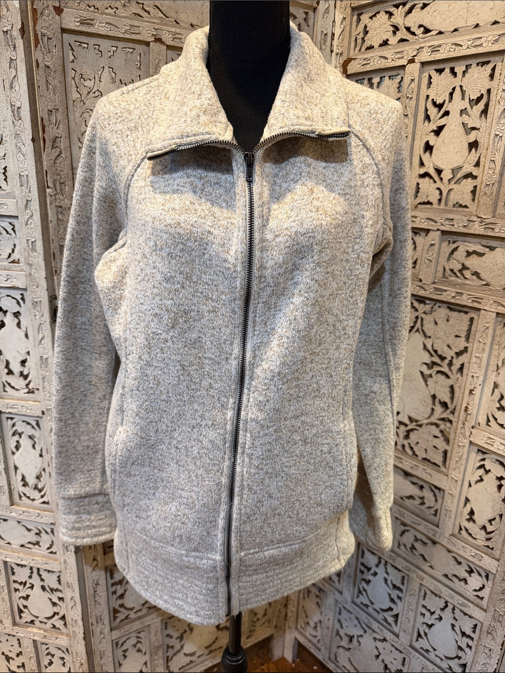 Thread & Supply Heather Long-length Gray Zip-Up Bomber Jacket